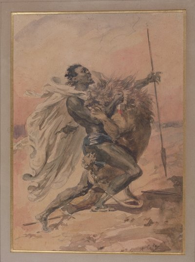 Struggle between a Warrior and a Lion by Alexandre Marie Colin