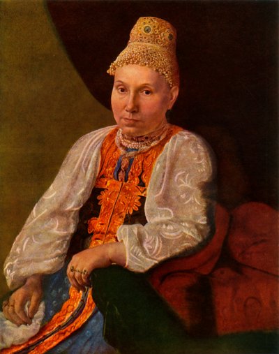 Portrait of the Wife of Obraztsov, the Merchant from Rshev, 1830s by Alexey Venetsianov