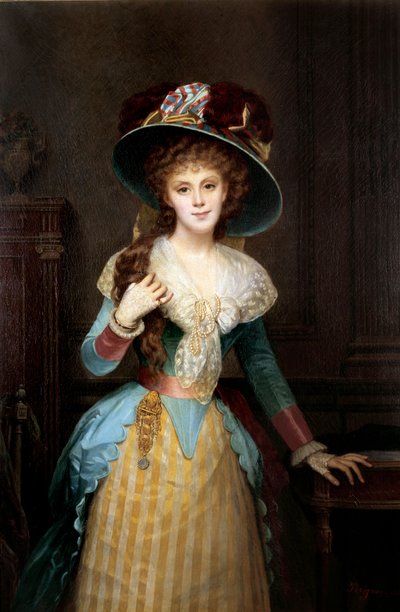 Portrait of Woman with Big Hat by Alexis Joseph Perignon