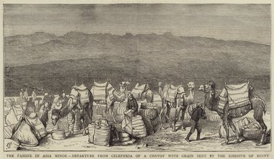The Famine in Asia Minor, Departure from Celephkia of a Convoy with Grain sent by the Khedive of Egypt by Alfred Chantrey Corbould