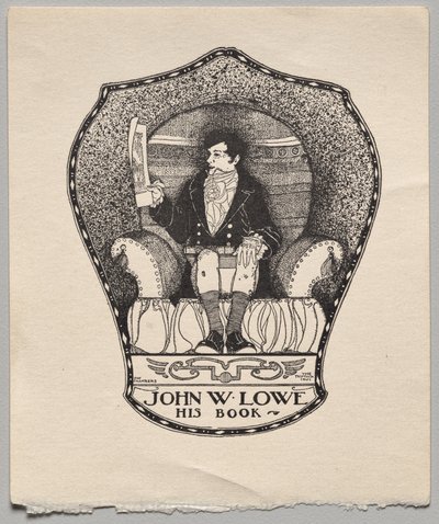 Bookplate: John W. Lowe by Alfred Dawson