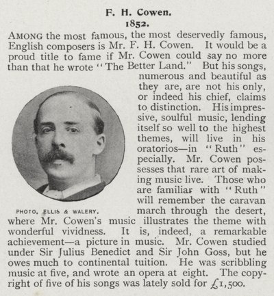 Frederic Hymen Cowen, British pianist, conductor and composer by Alfred Ellis and Walery
