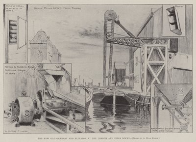 The New Silo Granary and Elevator at the London and India Docks by Alfred Hugh Fisher