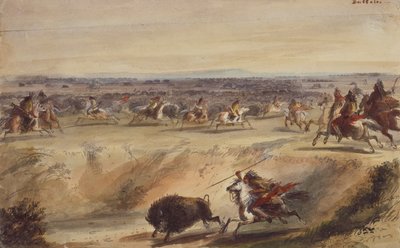 A Surround or Hunting the Buffalo, c.1839 by Alfred Jacob Miller