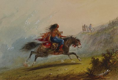 An Indian Girl (Sioux) on Horseback by Alfred Jacob Miller