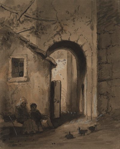 Children Outside a Gate by Alfred Jacob Miller