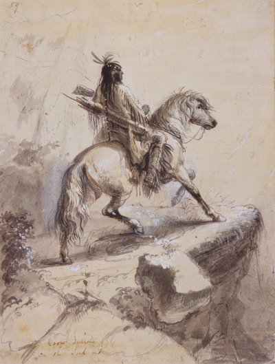 Crow Indian on Lookout, c.1837 by Alfred Jacob Miller