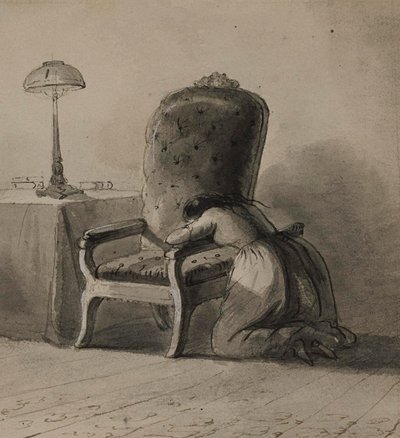 Girl Kneeling Over the Arm of a Chair by Alfred Jacob Miller