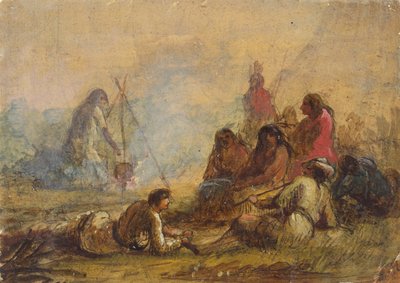 Group of Trappers and Indians by Alfred Jacob Miller