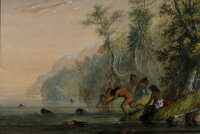 Indian Women: Swimming by Alfred Jacob Miller