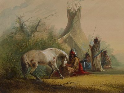 Shoshone Indian and his Pet Horse by Alfred Jacob Miller