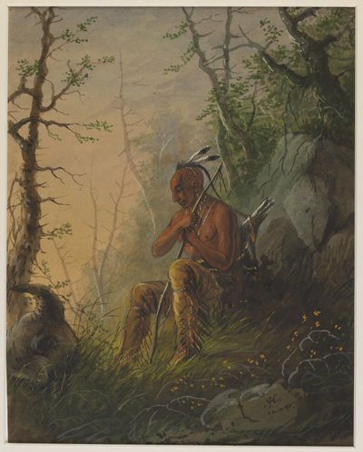 Sioux Indian at a Grave by Alfred Jacob Miller
