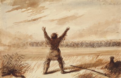 Trapper Disturbed in Rest by a Herd of Buffalo, c.1837 by Alfred Jacob Miller