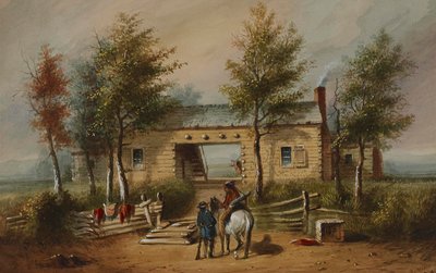 Western Log Cabin by Alfred Jacob Miller
