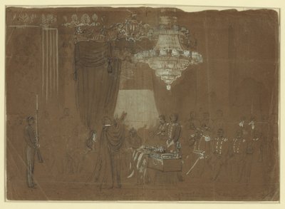 Funeral Service over Col. Ellsworth at the White House East Room by Alfred R. Waud