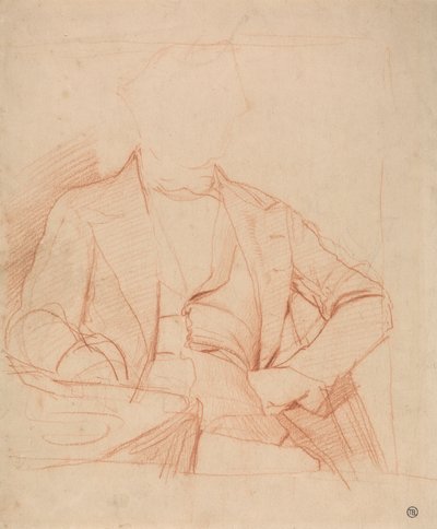 Study for the Portrait of Mr. Coleman: seated facing front, left hand on hip, right arm on table by Alfred Emile Stevens