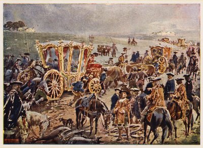 King John V of Portugal travelling to the Spanish border by Alfredo Roque Gameiro