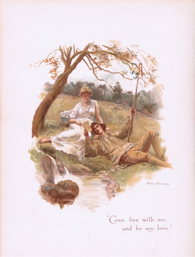 Come live with me and be my love, from Some Old Love Songs published by Hildesheimer & Faulkner, 1892 by Alice Havers
