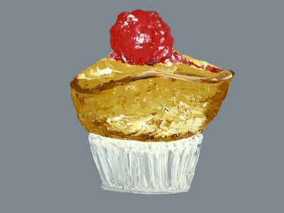 Golden Cherry Cupcake by Alice Straker