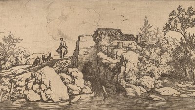 Horseman on a Stone Bridge by Allart van Everdingen