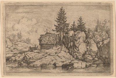 Two Fir Trees near Cottages by Allart van Everdingen
