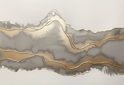 Golden Abstract Mountains by Alma