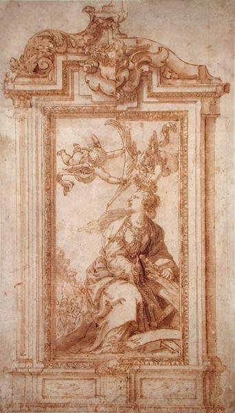 Architectural Design with Female Figure and Putti by Alonso Cano
