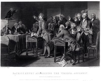 Patrick Henry Addressing the Virginia Assembly, March 1775, Engraved by Henry Bryan Hall by Alonzo Chappel