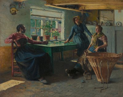 Interior with Fisherwomen by Alois Boudry