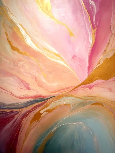 Flowing Pink Gold Teal by Alpenglow Workshop