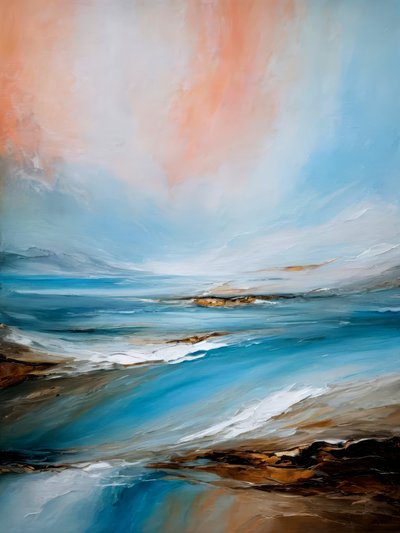 Peach and Blue Ocean by Alpenglow Workshop