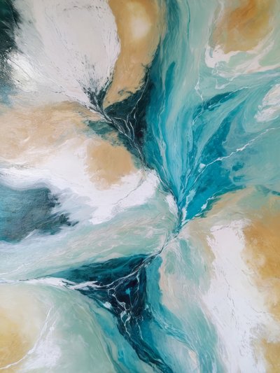 Teal Gold Waves by Alpenglow Workshop