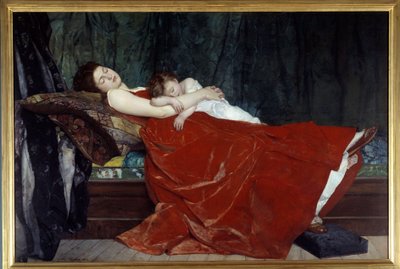 Sleeping Woman and Child Sleeping by Alphonse Eugene Felix Lecadre