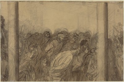 Crowd of People Seen between Two Columns [verso] by Alphonse Legros