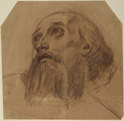 Head of Bearded Saint Looking Up by Alphonse Legros