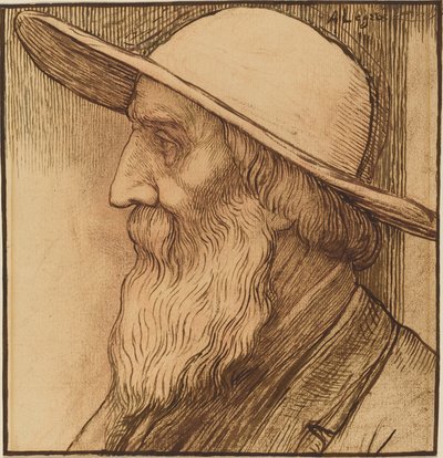 Head of an Old Man with a Wide-Brimmed Hat by Alphonse Legros