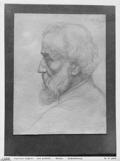 Head of an old man with long hair by Alphonse Legros