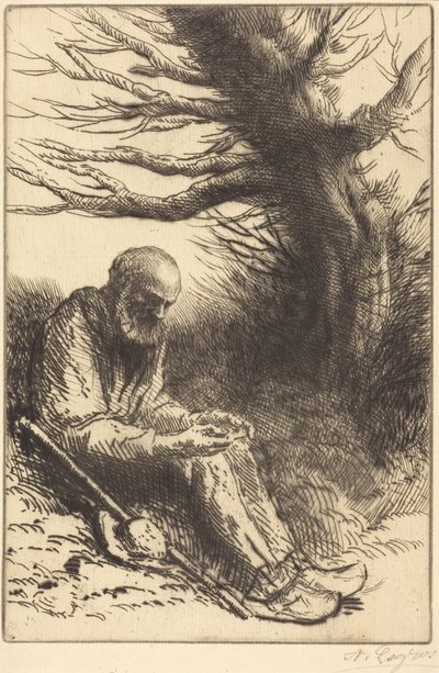 Old Man, Old Tree by Alphonse Legros