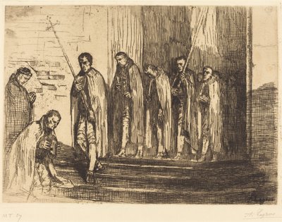 Procession Leaving a Church by Alphonse Legros