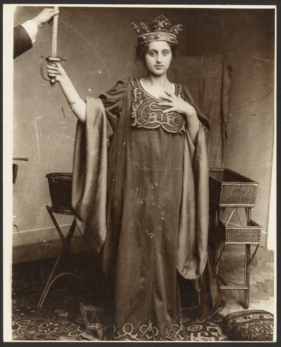 Female Model Wearing Crown and Holding Sword by Alphonse Maria Mucha