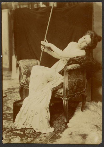 Woman Modeling on a Bench by Alphonse Maria Mucha