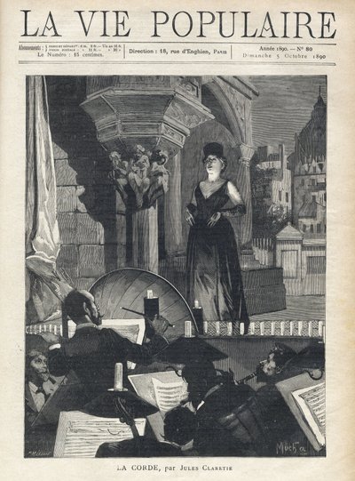 A Singer on Stage Facing the Orchestra by Alphonse Mucha