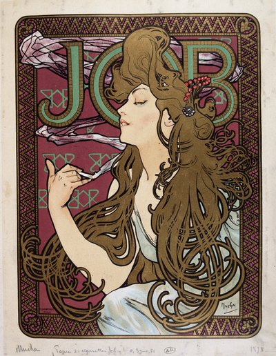 Advertising poster for “Job Cigarette Paper” by Mucha by Alphonse Mucha