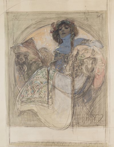 Seated Woman – Study for a Poster, 1897 by Alphonse Mucha
