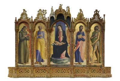 Madonna with Child Enthroned and the Saints Francis, Peter by Alvise Vivarini