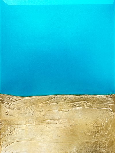 Blue Gold Abstract by Alyson Storms