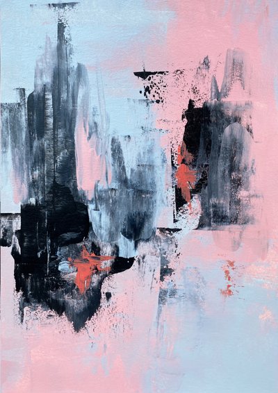 Blush Blue Abstract Strokes by Alyson Storms