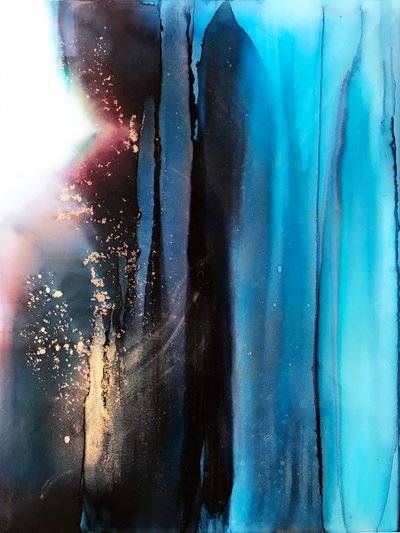 Deep Blue Gold Flow by Alyson Storms