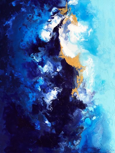Deep Blue Gold Flow by Alyson Storms