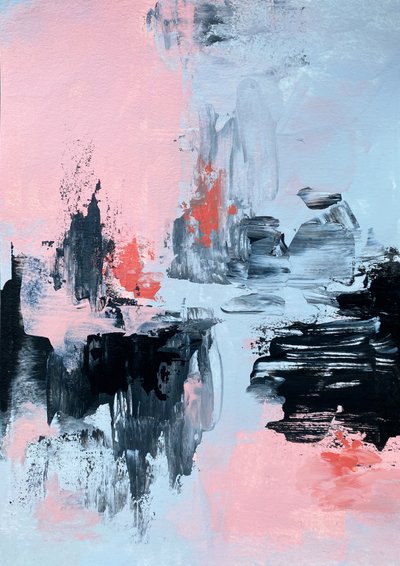 Dynamic Coral Blue Abstract by Alyson Storms